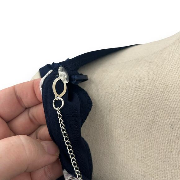 NEW R&M Richards Stretchy Shift Dress Size 16 Navy Blue Attached Necklace NEW - Picture 8 of 12